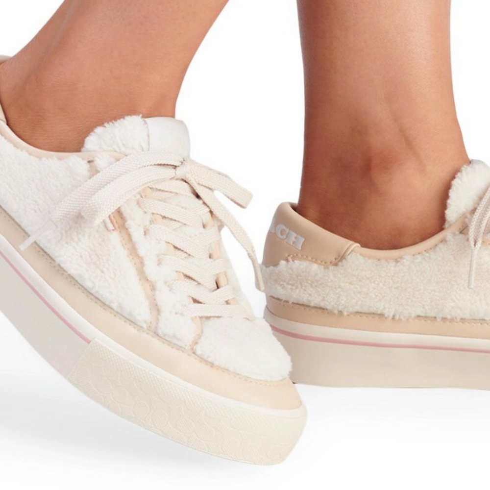 COACH Citysole Shearling Platform Sneakers MSRP$175 Great Reviews